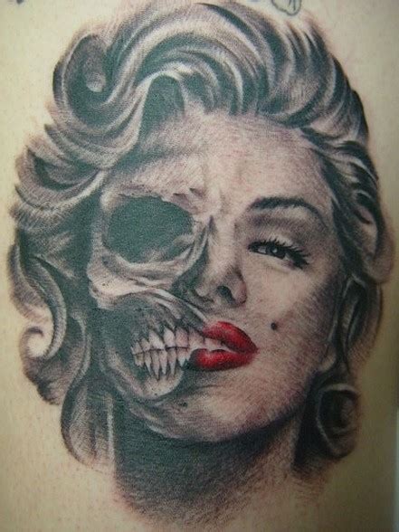 marilyn monroe tattoo|marilyn monroe half skull face.